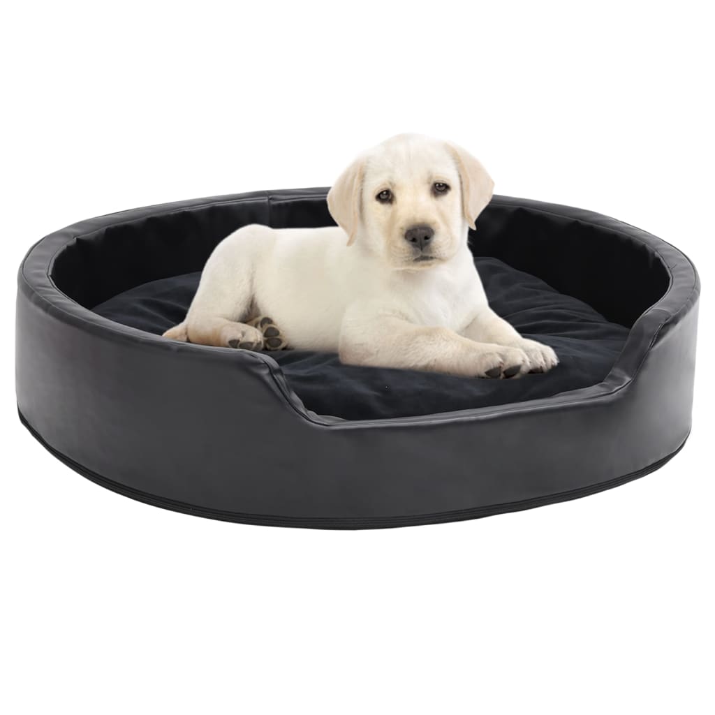 Vidaxl Dog Basket 79x70x19 cm peluche e cuoio artificiale nero