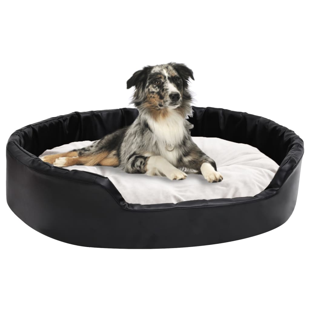 Cesta de perros Vidaxl 90x79x20 cm peluche y cuero artificial negro y beige