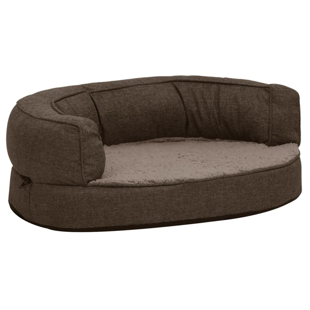 Vidaxl cama para perros lino ergonómico-aspecto 60x42 cm vellón marrón