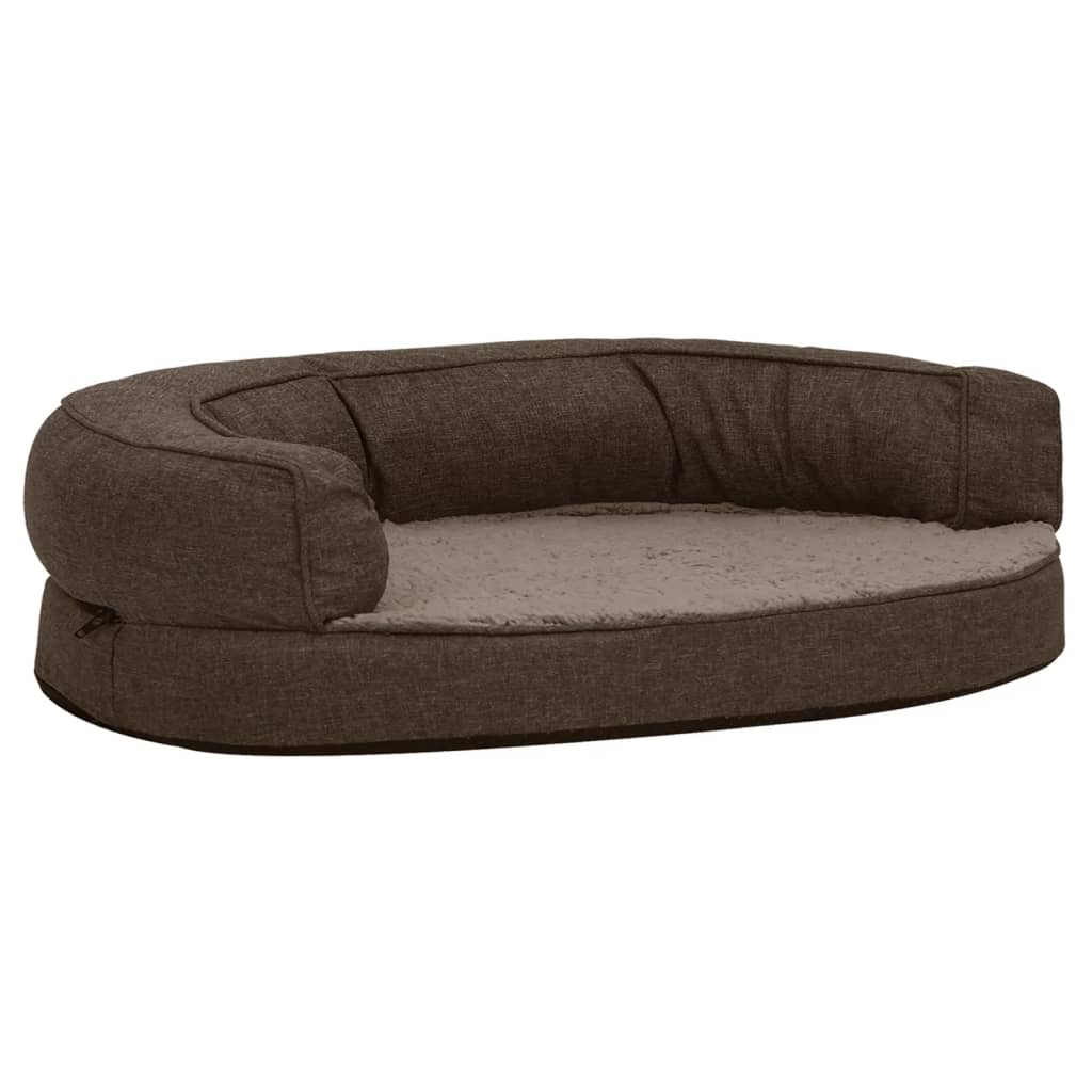 Vidaxl cama para perros lino ergonómico-aspecto 75x53 cm vellón marrón