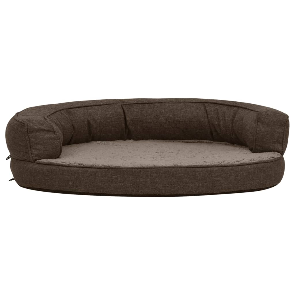 Vidaxl cama para perros lino ergonómico-aspecto 75x53 cm vellón marrón