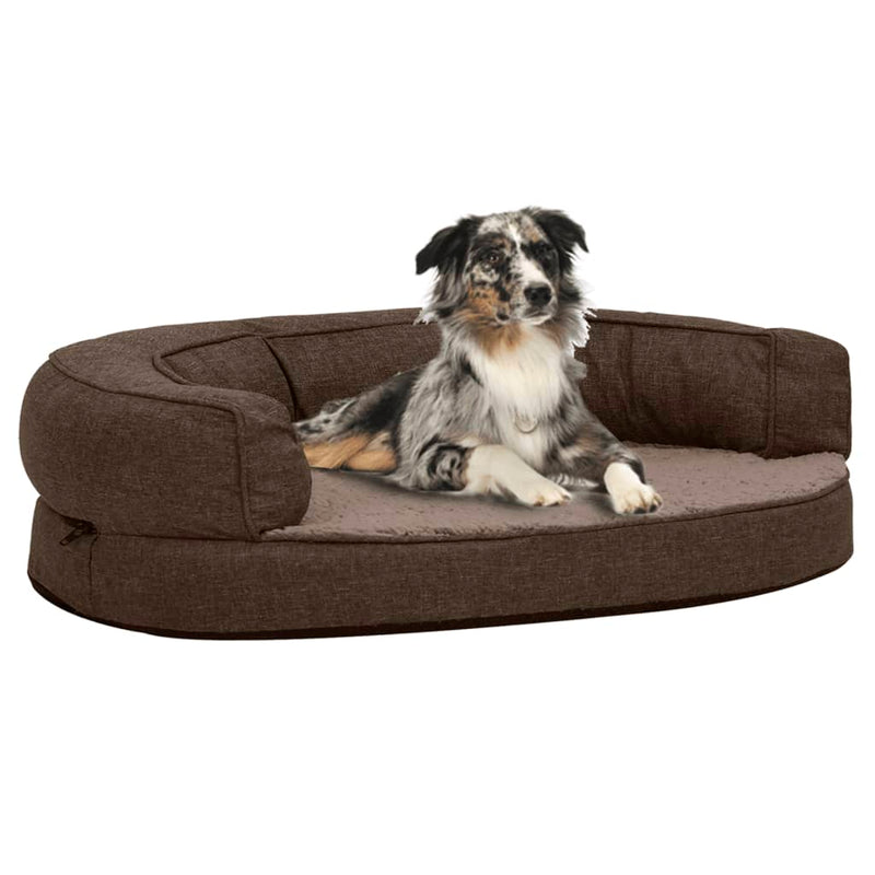 Vidaxl cama para perros lino ergonómico-aspecto 75x53 cm vellón marrón