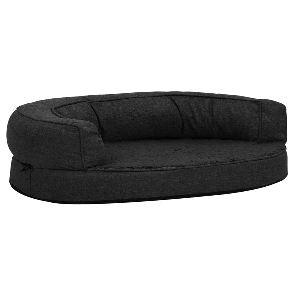 Vidaxl cama para perros lino ergonómico-aspecto 75x53 cm vellón negro