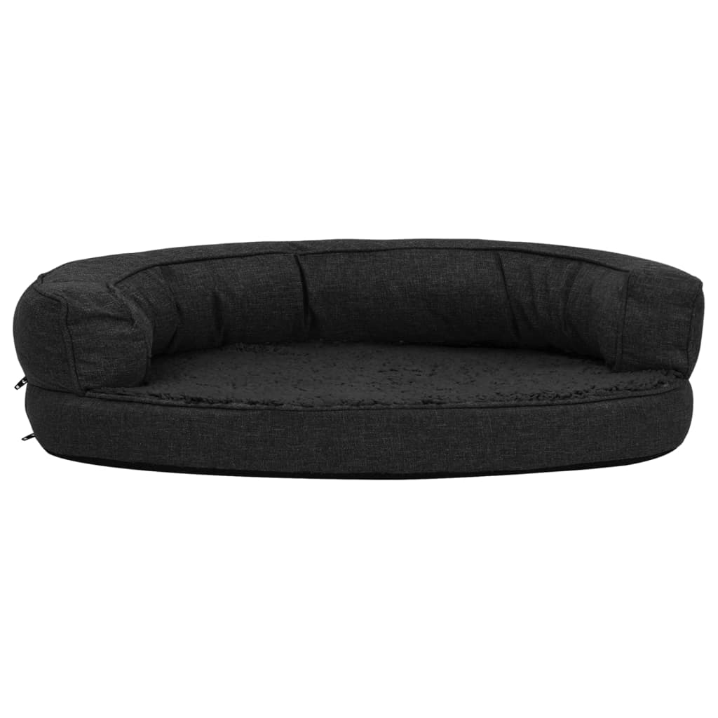 Vidaxl cama para perros lino ergonómico-aspecto 75x53 cm vellón negro