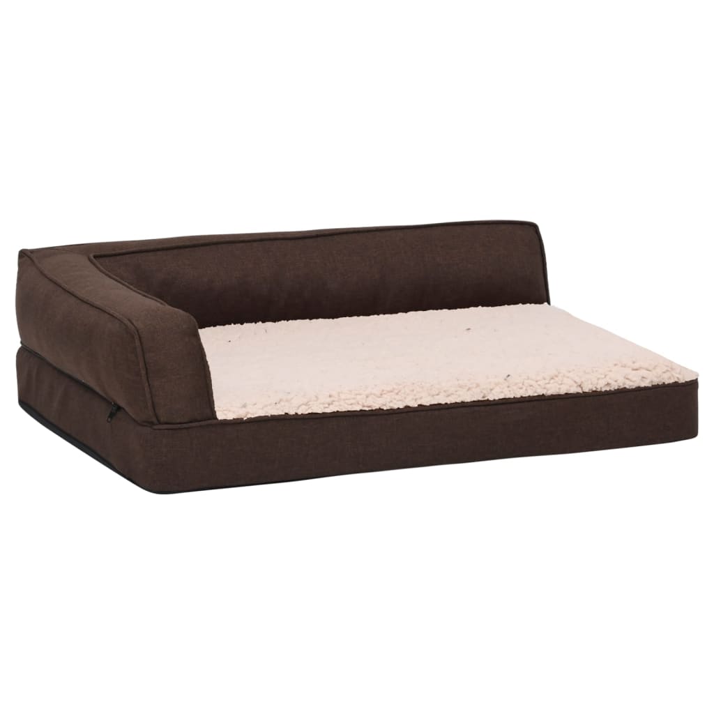 Vidaxl cama para perros lino ergonómico-aspecto 75x53 cm vellón marrón