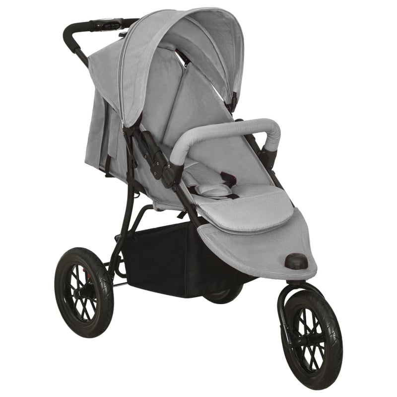 Vidaxl kinderwagen staal lichtgrijs