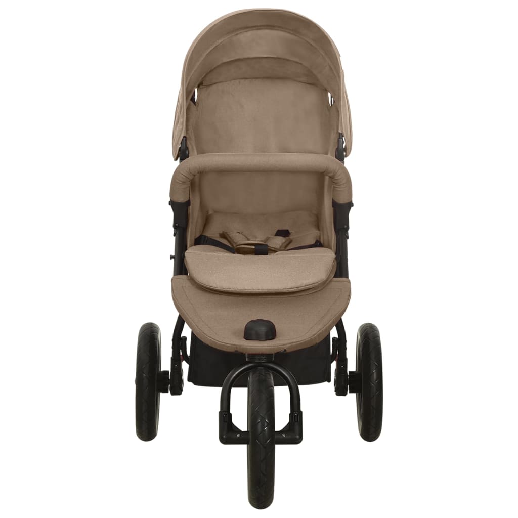 Vidaxl kinderwagen staal taupe