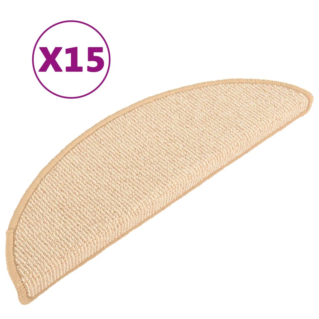 Esteras de escalera de Vidaxl 15 ST 56x17x3 CM Cream -Colorado