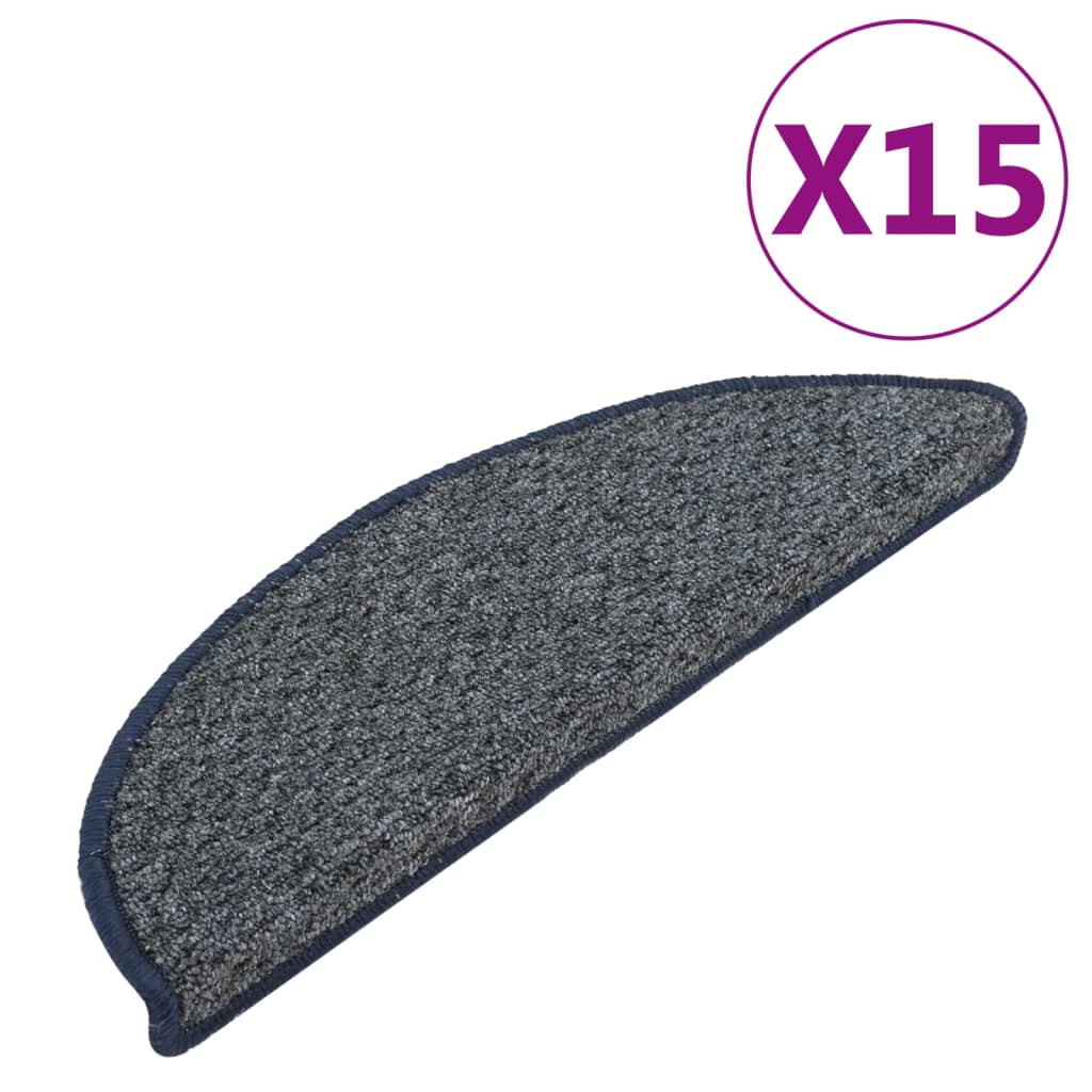 Vidaxl Stair Tappet 15 St 56x17x3 cm blu scuro