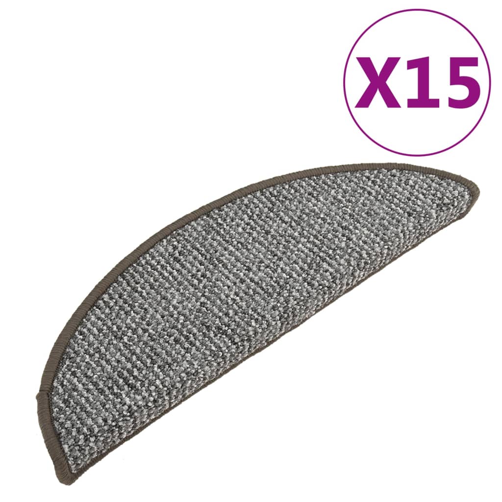 Esteras de escalera de Vidaxl 15 st 56x17x3 cm gris