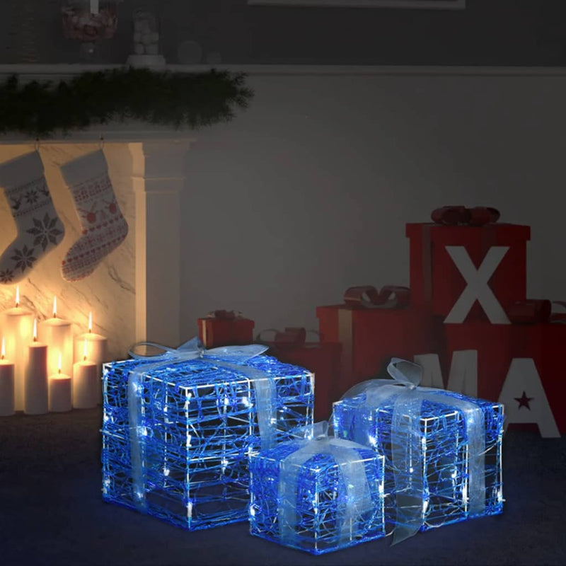 VIDAXL Caspe da regalo di illuminazione natalizia 3 St Decorative Acrilico freddo bianco