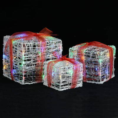 Cajas de regalo de iluminación de Navidad Vidaxl 3 st decorativo acrílico colorido
