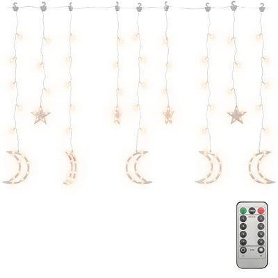 Vidaxl Light Garland Star y Moon Remote Control 138 LED White White