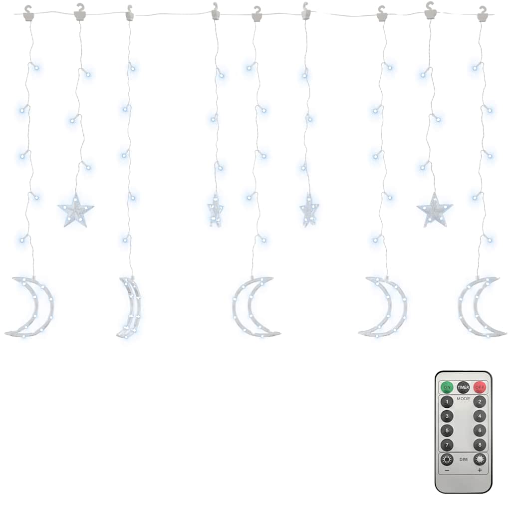Vidaxl Light Garland Star y Moon Remote Control 138 LED White