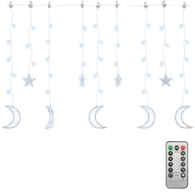 Vidaxl Light Garland Star y Moon Remote Control 138 LED White
