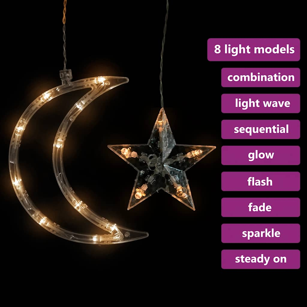 Vidaxl Light Garland Star and Moon Remote Control 345 LED BIANCO CALDO