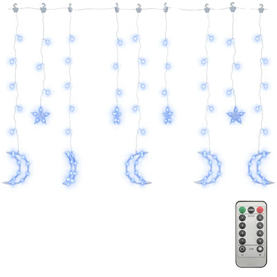 Vidaxl Light Garland Star y Moon Remote Control 345 LED Azul