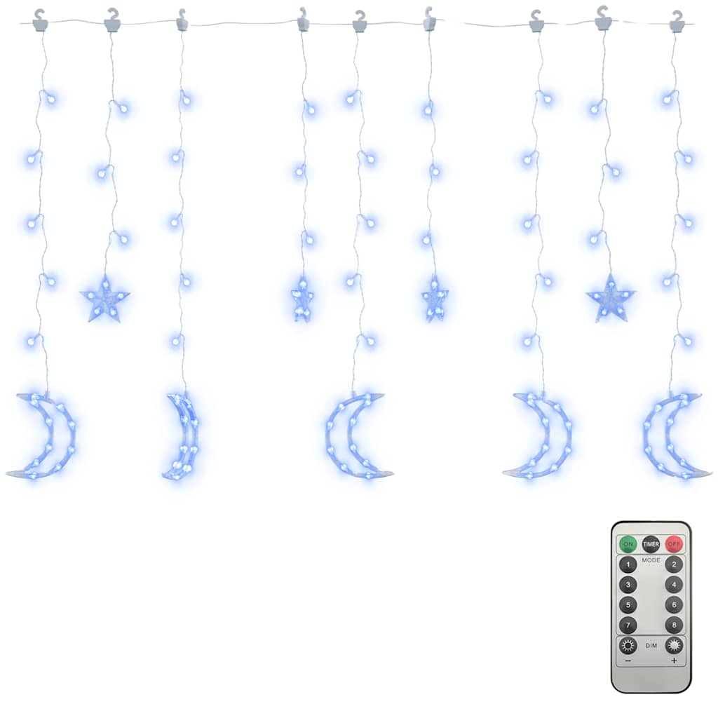 Vidaxl Light Garland Star and Moon Remote Control 345 LED blu