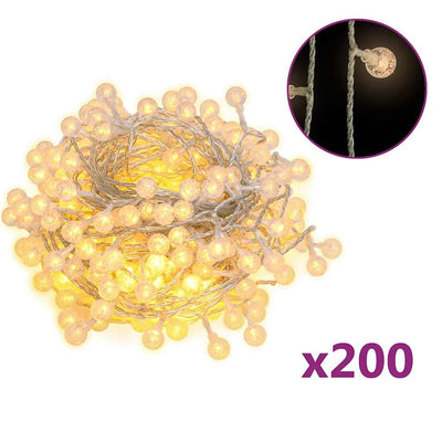 Cable de luz Vidaxl con 200 LED 8 funciones calientes blancos 20 m