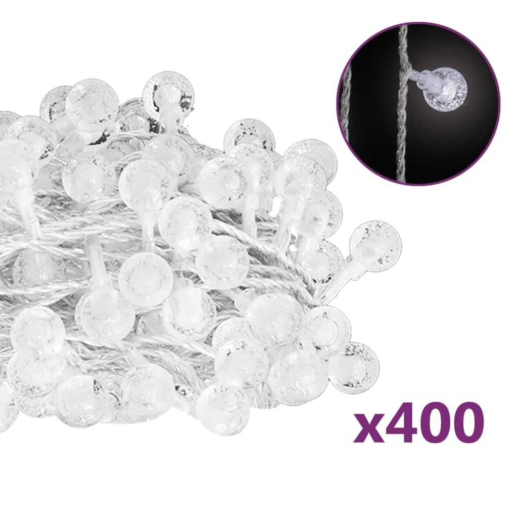 Cable de luz Vidaxl con 400 LED 8 funciones blancas frías 40 m