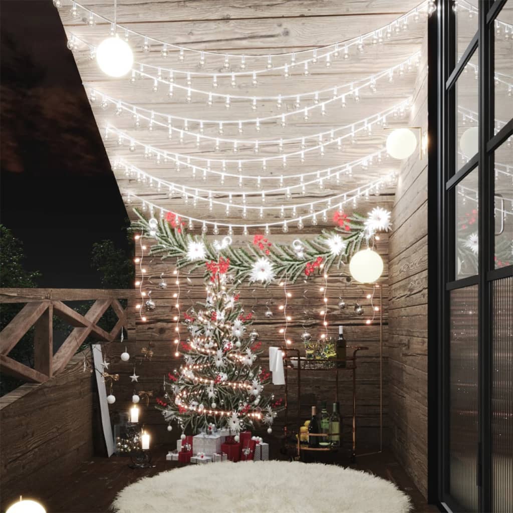 Cable de luz Vidaxl con 400 LED 8 funciones blancas frías 40 m
