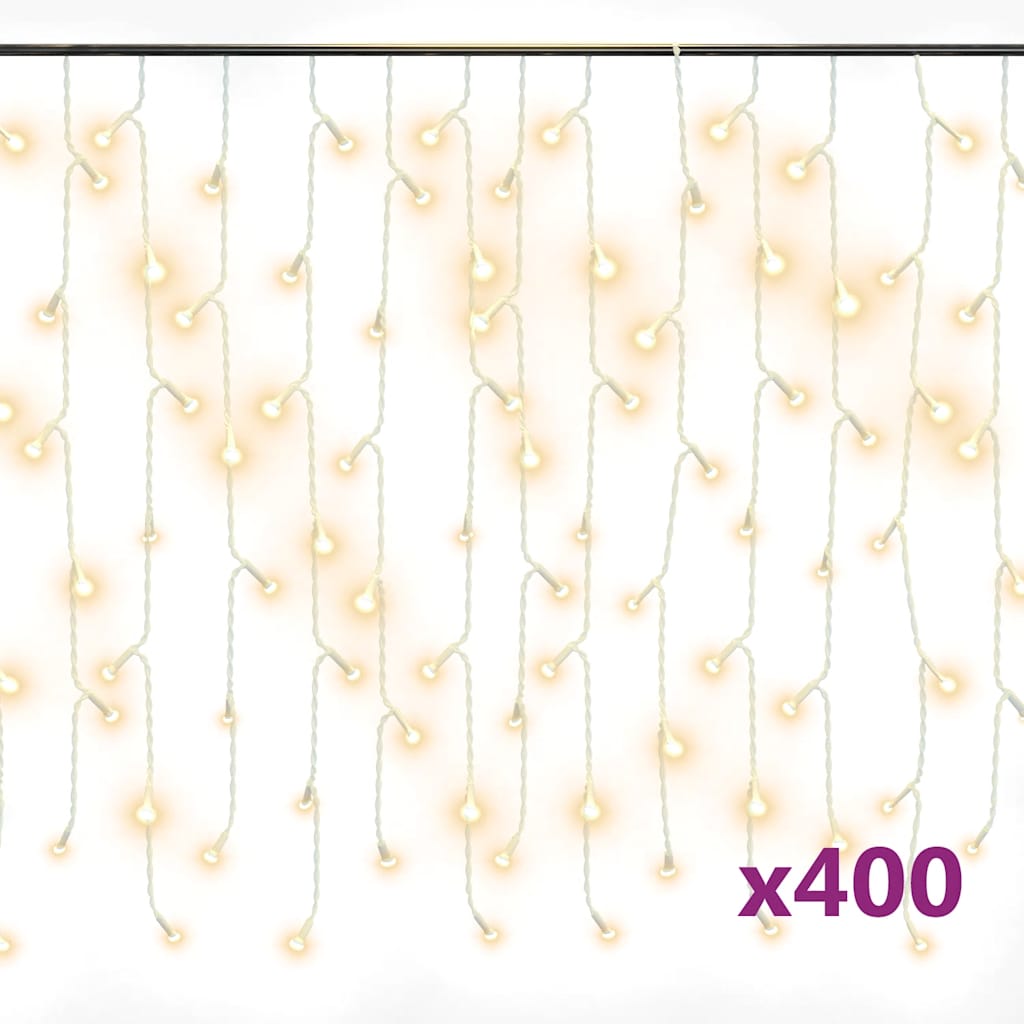 Vidaxl Light Curtain con 400 LED e 8 funzioni 10 m Bianco caldo