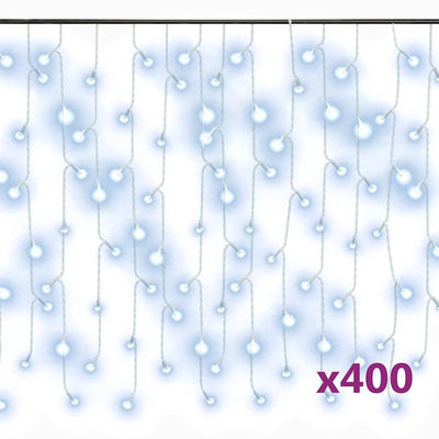 Cortina de luz de Vidaxl con 400 LED y 8 funciones 10 m de blanco frío