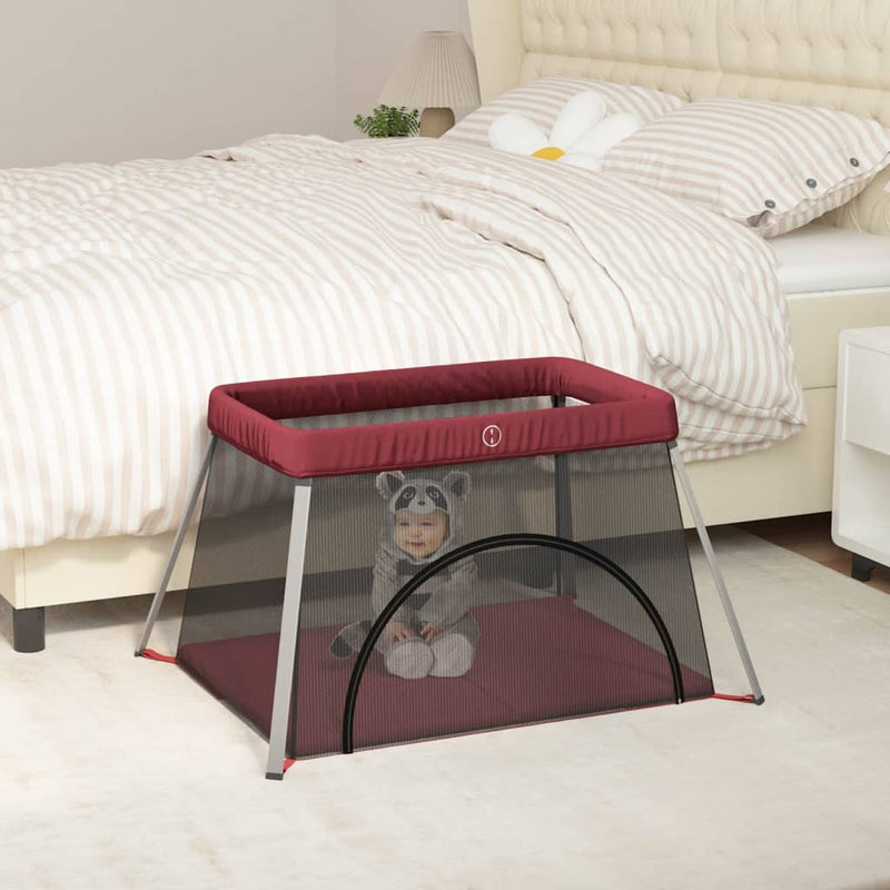 Vidaxl babybox con colchón de lino rojo