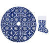 Vidaxl Falda de árbol de Navidad Luxury con calcetín de 90 cm de tela azul