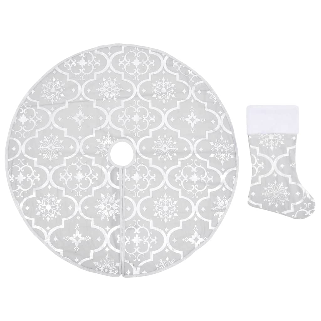 Vidaxl Falda de árbol de Navidad Luxury con calcetín de 90 cm de tela blanca