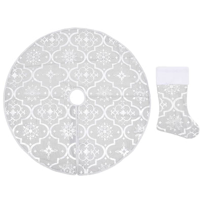 Vidaxl Falda de árbol de Navidad Luxury con calcetín de 122 cm de tela blanca