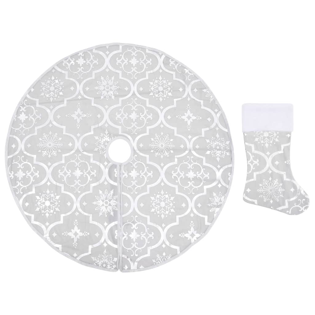 Vidaxl Gonna per albero di Natale Lusso con calzino 122 cm tessuto bianco