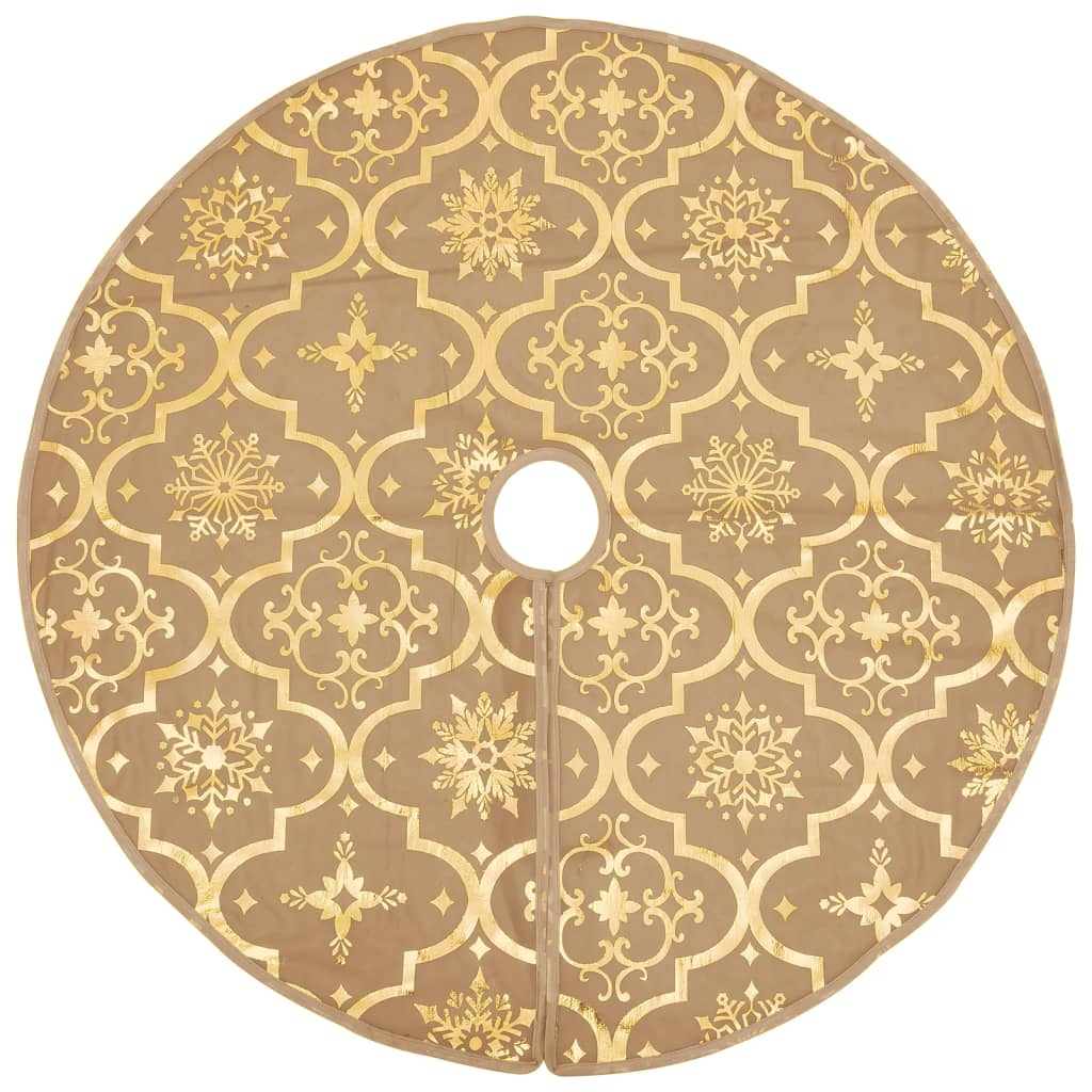 Vidaxl Falda de árbol de Navidad Luxury con calcetín de 90 cm de tela amarillo