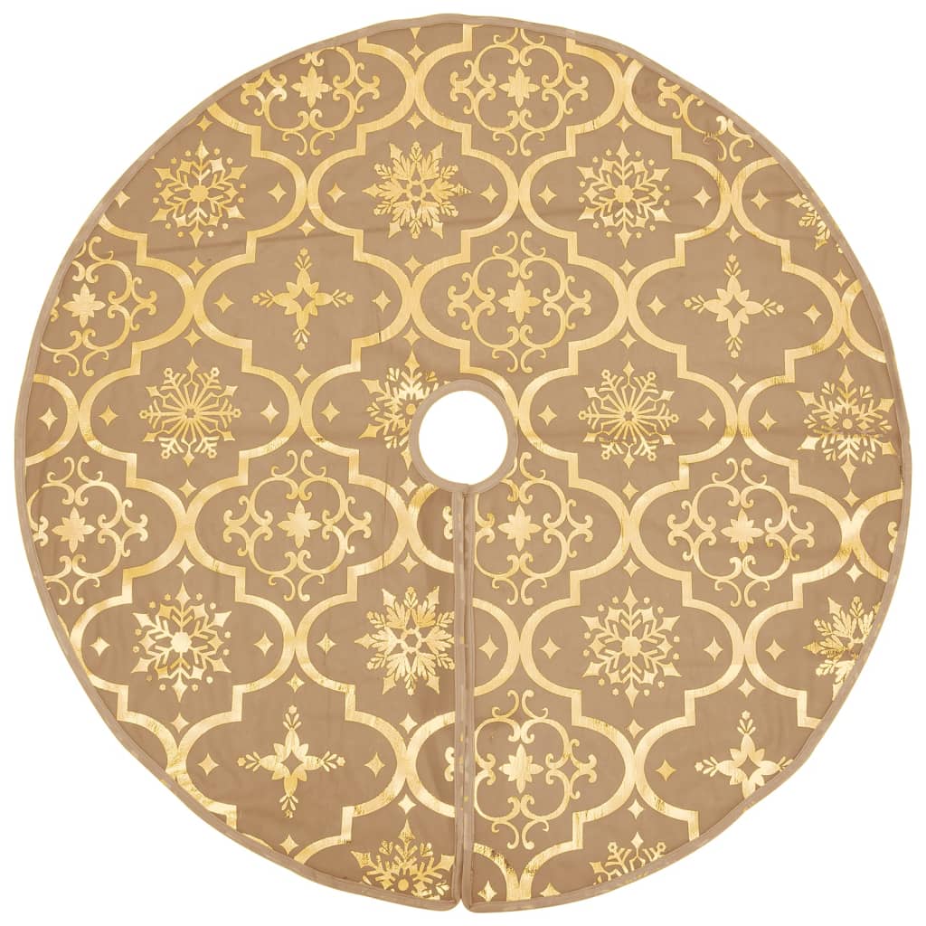 Vidaxl Gonna di albero di Natale Luxury con calzino 122 cm tessuto giallo