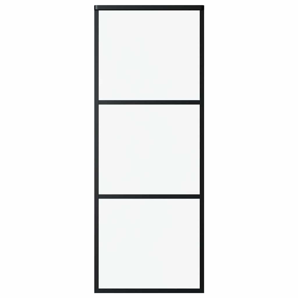 Porta scorrevole Vidaxl 76x205 cm vetro eSG e nero in alluminio