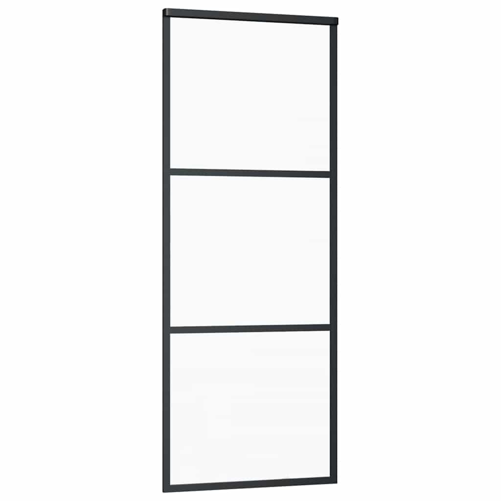Porta scorrevole Vidaxl 76x205 cm vetro eSG e nero in alluminio