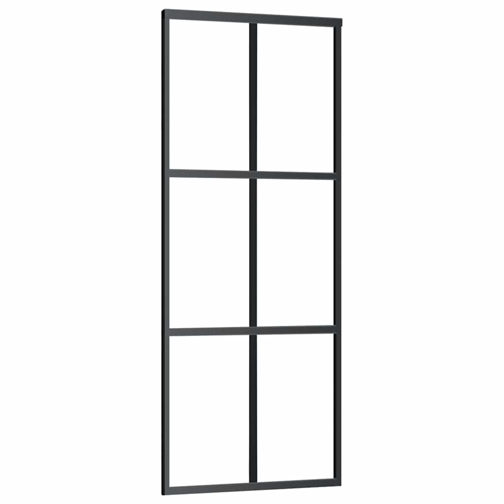 Porta scorrevole Vidaxl 76x205 cm vetro eSG e nero in alluminio