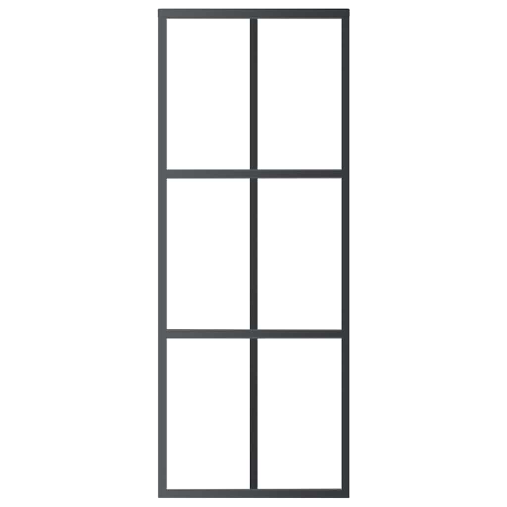 Porta scorrevole Vidaxl 76x205 cm vetro eSG e nero in alluminio