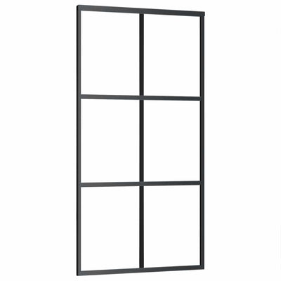 Puerta corredera de Vidaxl 102x205 cm de vidrio ESG y negro de aluminio