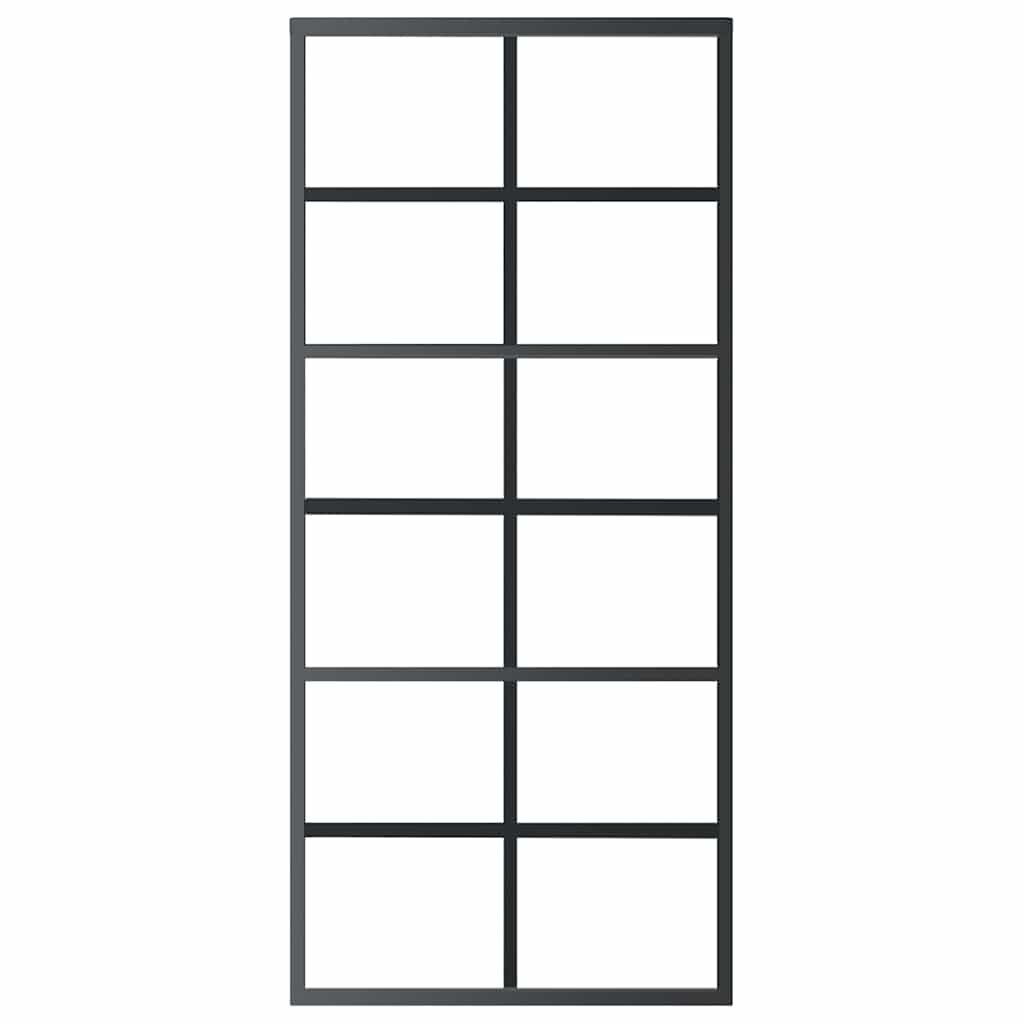 Puerta corredera Vidaxl 90x205 cm de vidrio ESG y negro de aluminio