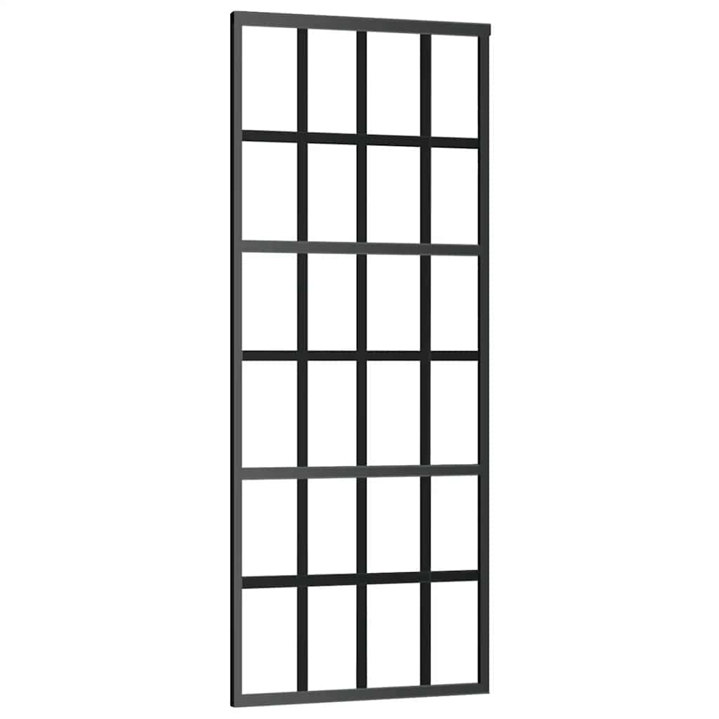 Porta scorrevole Vidaxl 76x205 cm vetro eSG e nero in alluminio