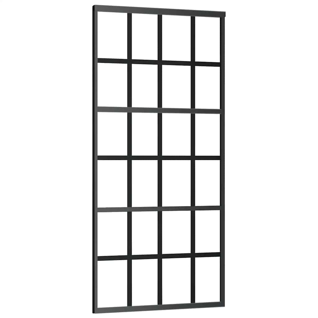 Porta scorrevole Vidaxl 90x205 cm ESG vetro e nero in alluminio
