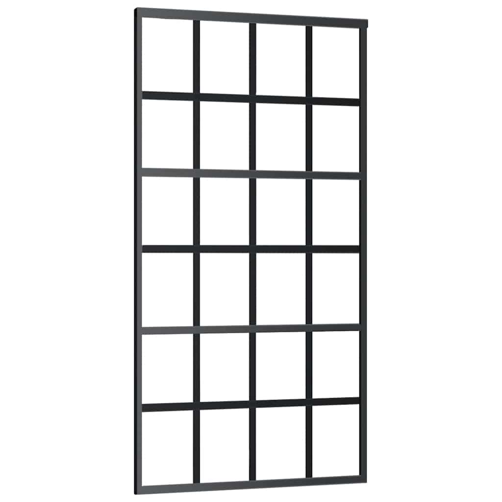 Puerta corredera de Vidaxl 102x205 cm de vidrio ESG y negro de aluminio