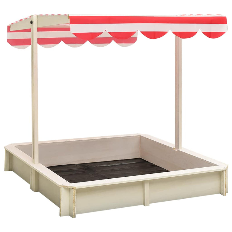 Vidaxl Sandbox con tetto regolabile Uv50 Pinewit bianco e rosso