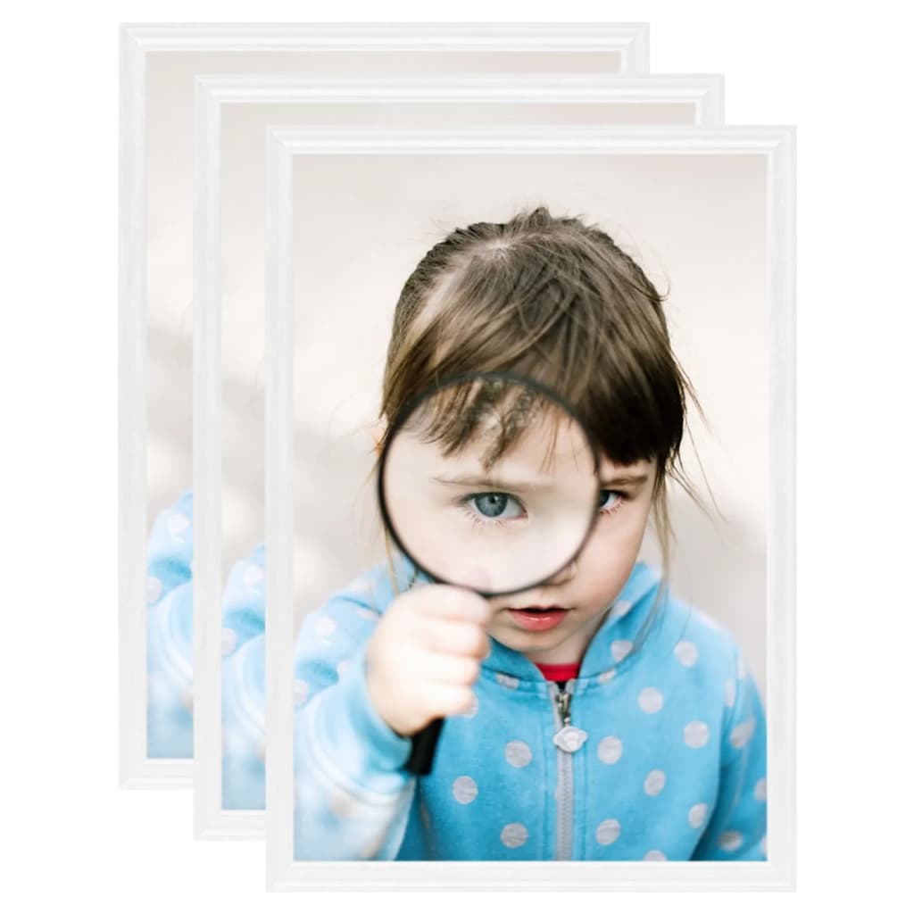 Vidaxl fotogrammi fotografici 3 pezzi per tabella 15x21 cm mdf bianco