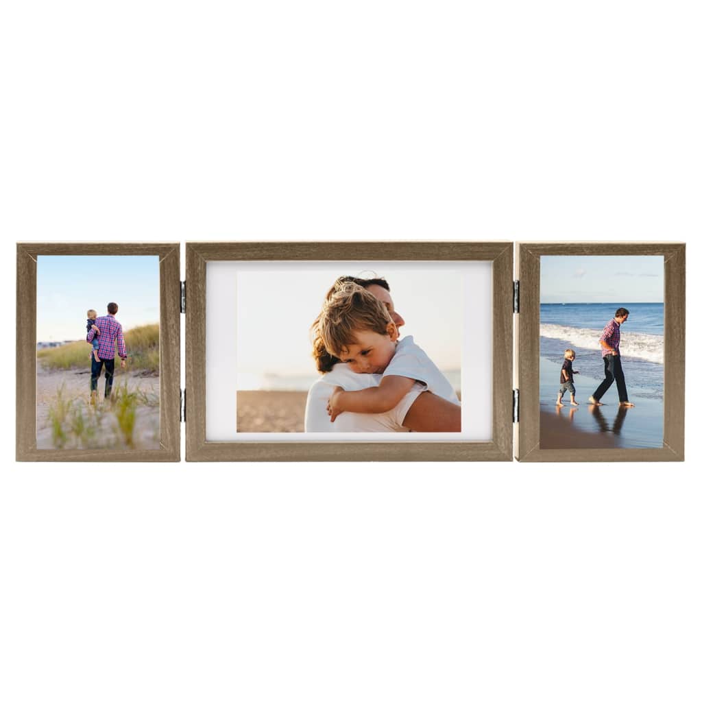 Vidaxl Frame del tríptico 28x18 cm+2x (13x18 cm) marrón claro