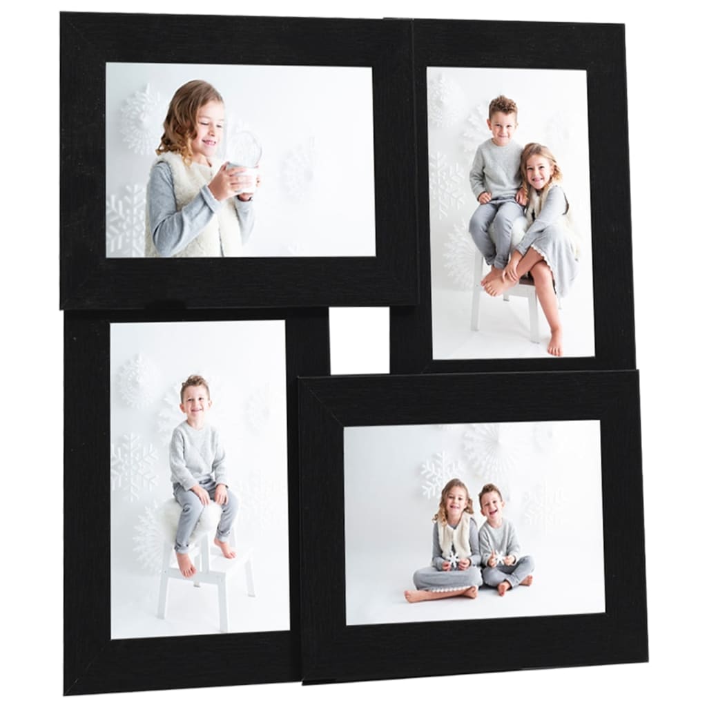 Vidaxl Frame para 4x (10x15 cm) Foto MDF Negro