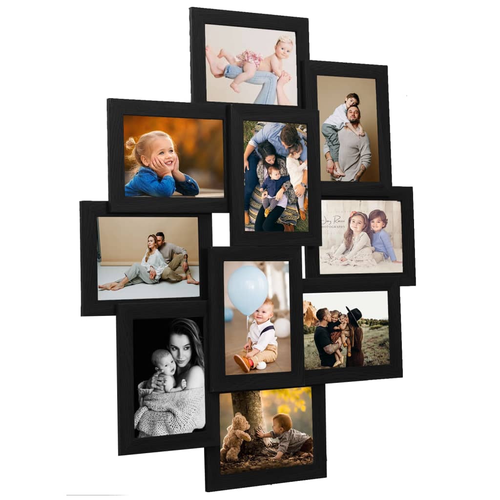 Vidaxl Frame para 10x (10x15 cm) Foto MDF Negro