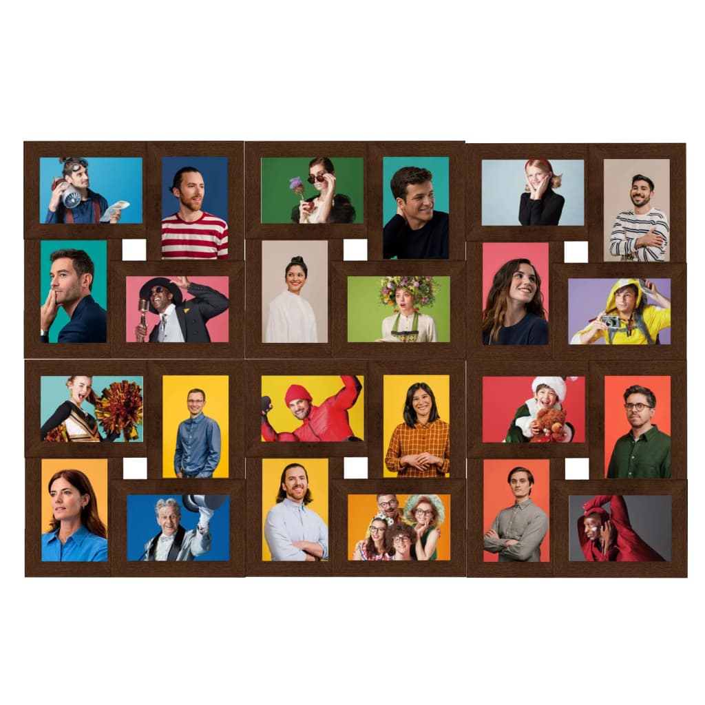VIDAXL Frame di foto per 24x (10x15 cm) foto mdf marrone scuro