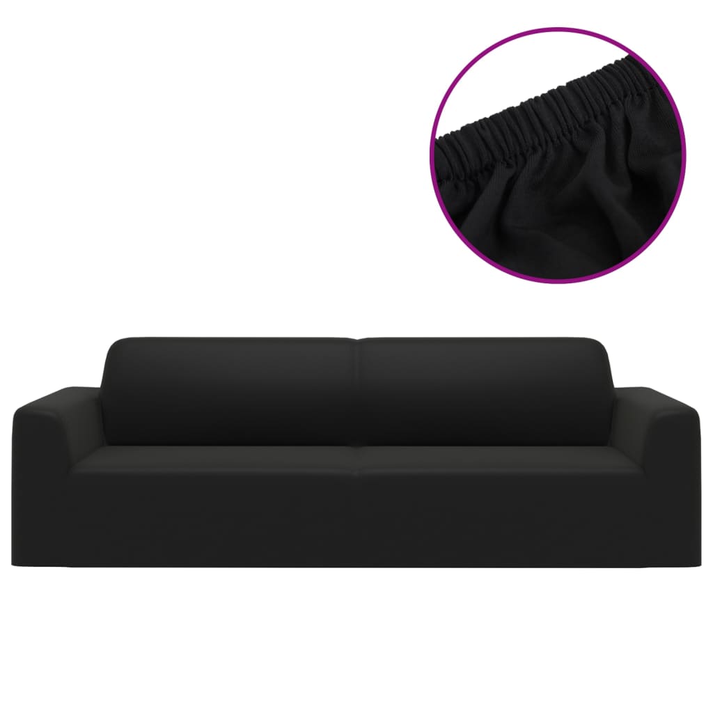 Vidaxl Three -SeaterBankhoes Stretch Polyester Jersey Black